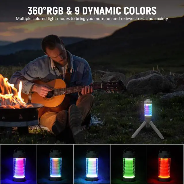 Alt view image 4 of 7 - CL01 Camping Lantern Rechargeable, 550LM Waterproof Tent Light with Magnet Base, Up to 300H Runtime,Portable Lantern Flashlight with RGB light,Emergency Camp Light for Hurricane,Hiking,Camping