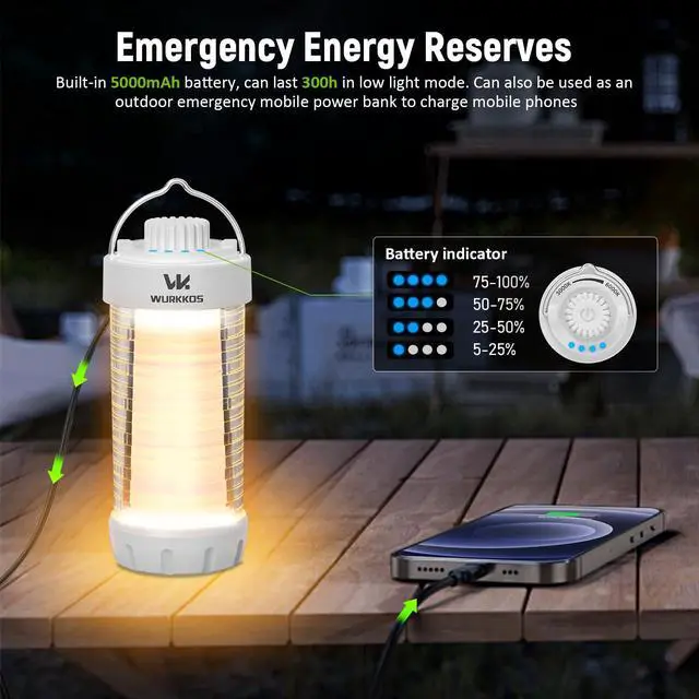 Alt view image 5 of 7 - CL01 Camping Lantern Rechargeable, 550LM Waterproof Tent Light with Magnet Base, Up to 300H Runtime,Portable Lantern Flashlight with RGB light,Emergency Camp Light for Hurricane,Hiking,Camping