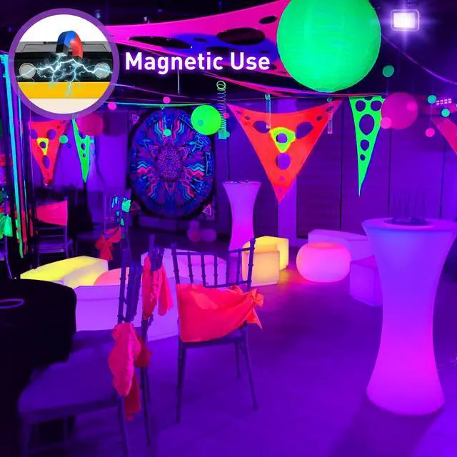 Alt view image 5 of 7 - Rechargeable LED Black Light, Battery Powered Portable Blacklight, 400nm LED Flood Light Black Lights, Neon Glow Party, Blacklight Catfishing, Halloween, Glow in The Dark Decoration 2 Pack