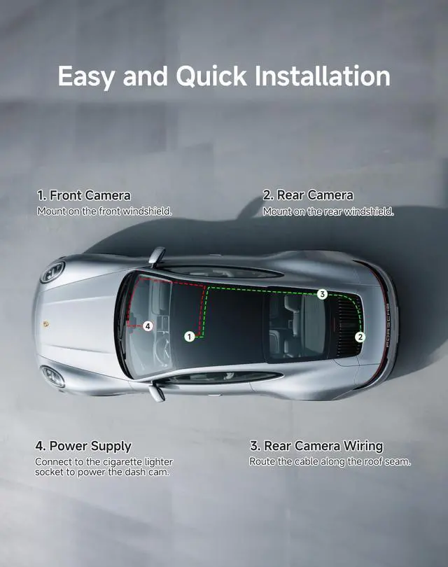 Alt view image 7 of 7 - Dash Cam Front and Rear: 4K+2K Dash Camera for Cars - Dashcam Built-in WiFi APP Control 64GB Included 3.39" Touchscreen 24H Parking Monitor WDR Night Vision Loop Recording Collision Detection(X5)