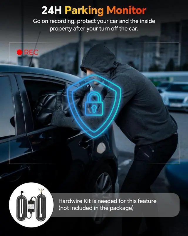 Alt view image 6 of 7 - Dash Cam Front and Rear Inside, 1080P 3 Channel Dash Camera for Cars with 64GB Card, Super Night Vision Dashcam, Car Camera with Loop Recording, G-Sensor, WDR, 24H Parking Monitor