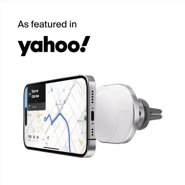 Alt view image 2 of 7 - MagSafe-Compatible Wireless Car Charger with 15W Fast Charging, Powerful Magnetic Vent Holder for iPhone 16, 15, 14, 13, and 12 Series, Secure Car Phone Mount - White