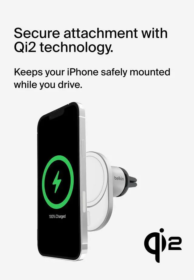 Alt view image 4 of 7 - MagSafe-Compatible Wireless Car Charger with 15W Fast Charging, Powerful Magnetic Vent Holder for iPhone 16, 15, 14, 13, and 12 Series, Secure Car Phone Mount - White