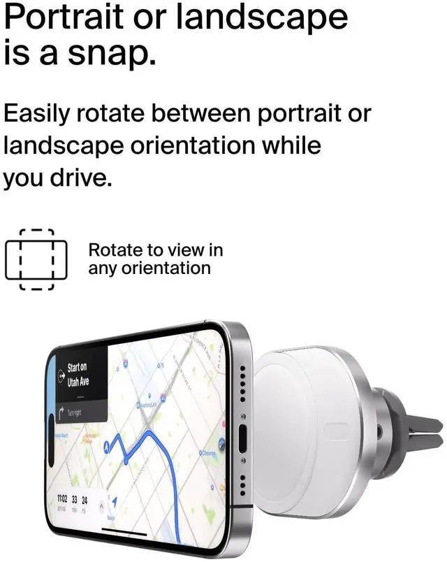 Alt view image 6 of 7 - MagSafe-Compatible Wireless Car Charger with 15W Fast Charging, Powerful Magnetic Vent Holder for iPhone 16, 15, 14, 13, and 12 Series, Secure Car Phone Mount - White