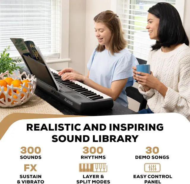 Alt view image 5 of 7 - Melody 61 MK4 Keyboard Piano for Beginners with 61 Keys Speakers, Tablet/Sheet Music Stand, 300 Sounds and Music Lessons