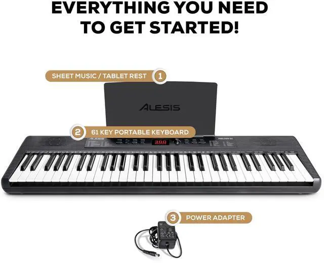 Alt view image 3 of 7 - Melody 61 MK4 Keyboard Piano for Beginners with 61 Keys Speakers, Tablet/Sheet Music Stand, 300 Sounds and Music Lessons