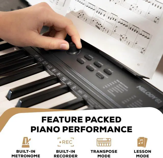 Alt view image 6 of 7 - Melody 61 MK4 Keyboard Piano for Beginners with 61 Keys Speakers, Tablet/Sheet Music Stand, 300 Sounds and Music Lessons