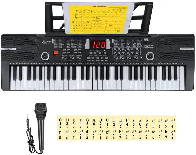 Main image of Piano Keyboard, 61 Keys Beginner Electronic Keyboard Portable Digital Music Keyboard, Early Education Music Instrument with Microphone & Music Sheet Stand