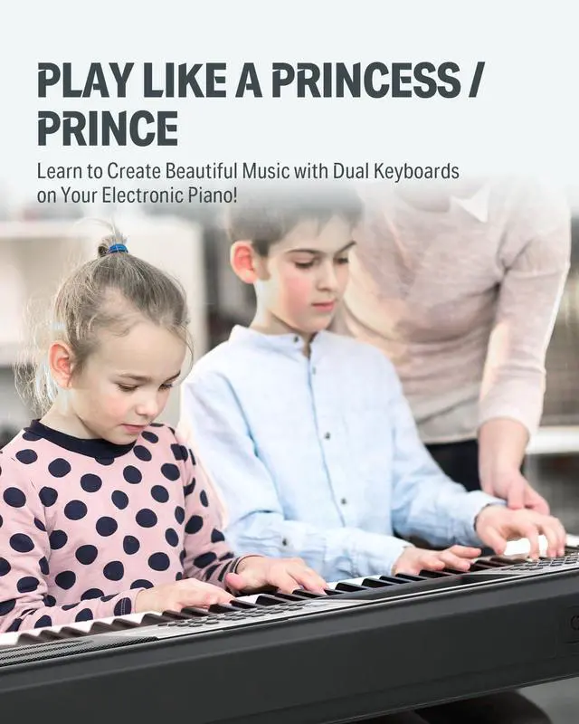 Alt view image 6 of 7 - 61 Key Keyboard Piano, Electric Piano Keyboard Kit with 249 Voices, 249 Rhythms - Includes Piano Stand, Stool, Microphone, Gift for Beginners, Black (DEK-610S)
