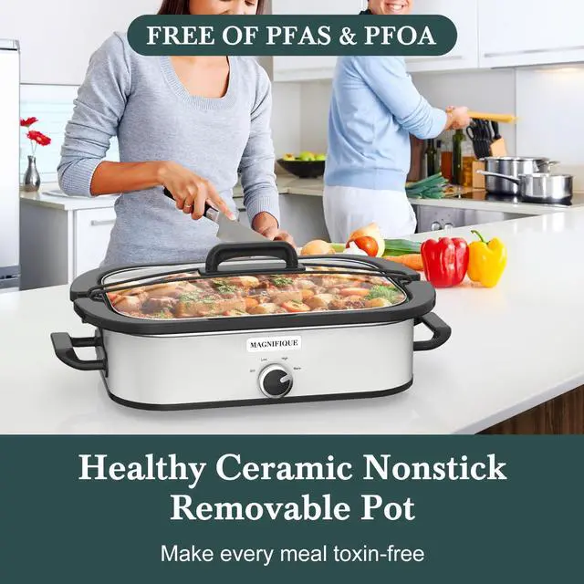 Alt view image 3 of 7 - 4-Quart Slow Cooker with Casserole Manual Warm Setting - Perfect Crock Pot for Family Dinners, Dishwasher Safe Crock,Versatile Cookware for Large Families or Entertaining
