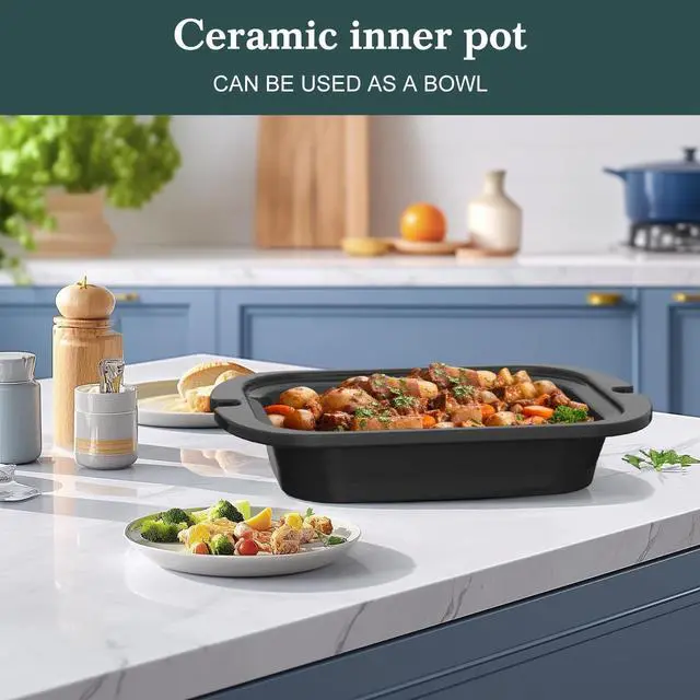 Alt view image 2 of 7 - 4-Quart Slow Cooker with Casserole Manual Warm Setting - Perfect Crock Pot for Family Dinners, Dishwasher Safe Crock,Versatile Cookware for Large Families or Entertaining