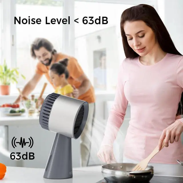Alt view image 7 of 7 - Portable Range Hood for Cooking 3-Speed Desktop Kitchen Exhaust Fan for Indoor BBQ, Hot Pot and RV Detachable Oil Cup, 13pc Cotton Filter, Silver Grey