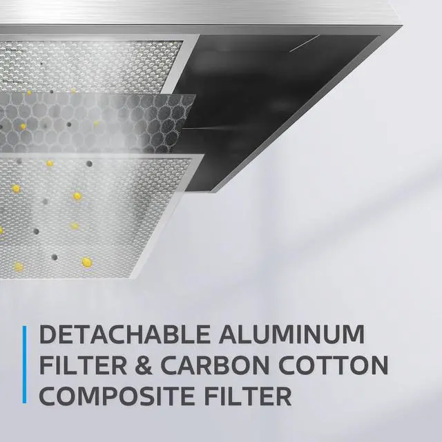 Alt view image 5 of 7 - MVU30W2AST Range 30 Inch Under Cabinet Vent Ductless Convertible with Durable Stainless Steel, 200 CFM Kitchen Hood with 2 Reusable Filter, 2 Speed Exhaust Fan