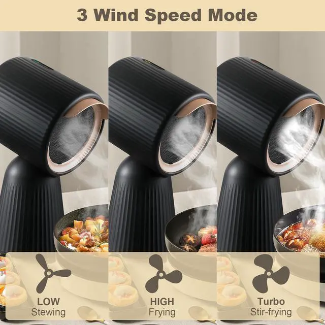 Alt view image 5 of 7 - Portable Range Hood, Desktop Range Hood w/ 3 Wind Speed, One Button Control, Portable Kitchen Exhaust Fan with Detachable Filters, Kitchen Hood for Indoor BBQ, Hot Pot