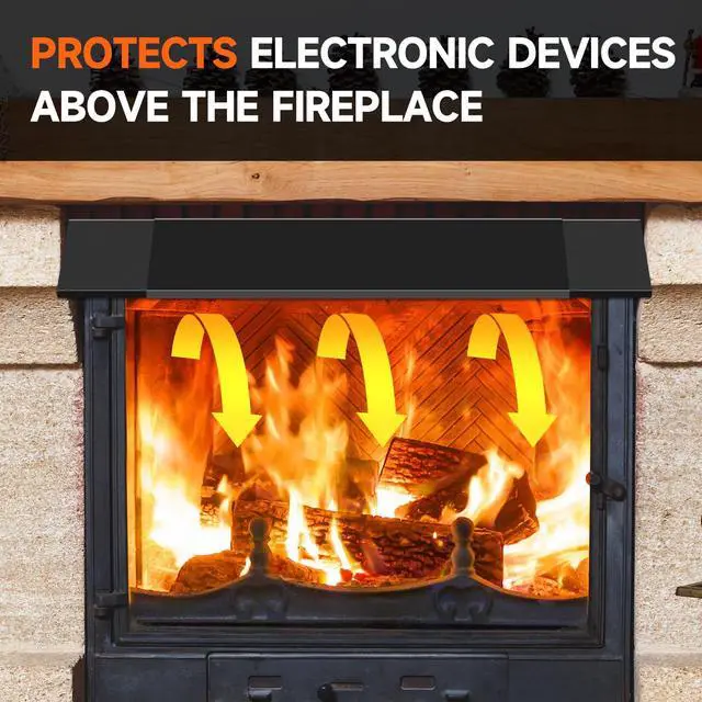 Alt view image 5 of 7 - Black Adjustable Fireplace Hood for 28 to 48" Fireplace Hood Heat Shield Equipped with Insulation Cotto