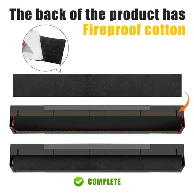 Alt view image 3 of 7 - Black Adjustable Fireplace Hood for 28 to 48" Fireplace Hood Heat Shield Equipped with Insulation Cotto
