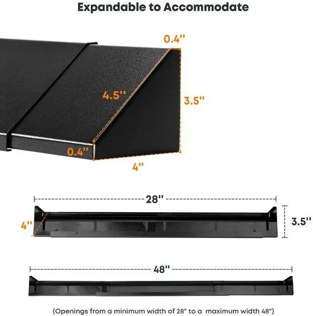 Alt view image 2 of 7 - Adjustable Fireplace Hood 28.5 to 48 Inch | Black Powder Coat, Fireplace Hood Heat Shield