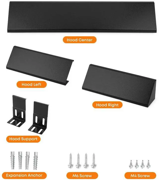 Alt view image 3 of 7 - Adjustable Fireplace Hood 28.5 to 48 Inch | Black Powder Coat, Fireplace Hood Heat Shield