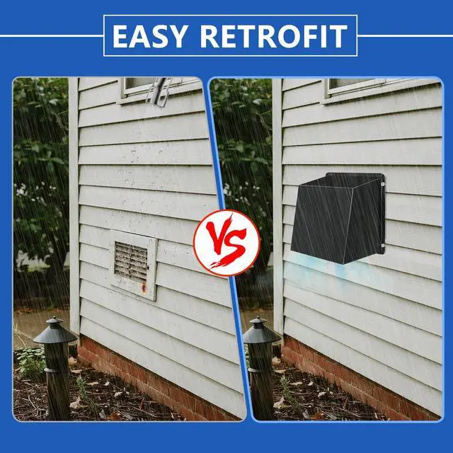 Alt view image 4 of 7 - 10 Inch Hooded Wall Vent with Screen and Damper, Metal Exhaust Vent Cover Cap, for Exterior Kitchen Range Hood Dryer Ventilation, Outdoor Wall Duct Vent-Cap (Black)