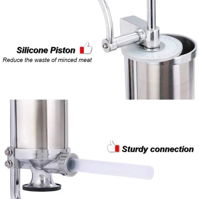 Alt view image 3 of 7 - Sausage Stuffer, Stainless Steel Homemade Sausage Maker Vertical Meat Filling Kitchen Machine, Packed 8 Stuffing Tubes (2.5LBS VERTICAL)