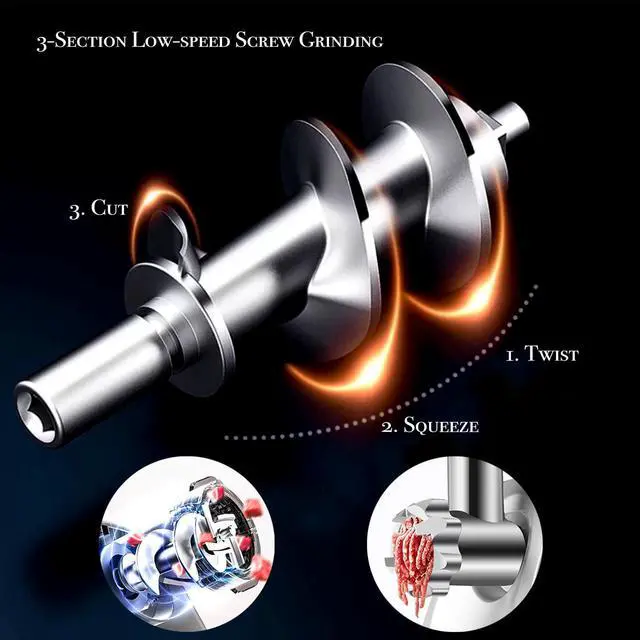 Alt view image 4 of 7 - SM-G33 Electric Meat Grinder - 1HP 800W Max Power - ETL Stainless Steel Meat Grinder Mincer Sausage Stuffer, Stainless Steel Blade and Plates and 1 Sausage Maker