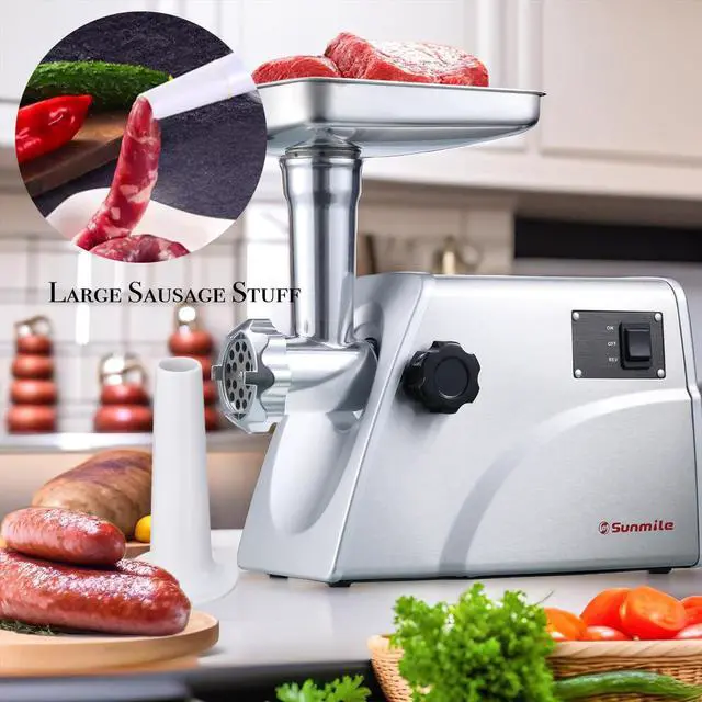 Alt view image 6 of 7 - SM-G33 Electric Meat Grinder - 1HP 800W Max Power - ETL Stainless Steel Meat Grinder Mincer Sausage Stuffer, Stainless Steel Blade and Plates and 1 Sausage Maker