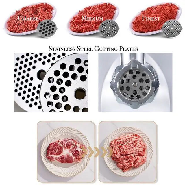 Alt view image 7 of 7 - SM-G33 Electric Meat Grinder - 1HP 800W Max Power - ETL Stainless Steel Meat Grinder Mincer Sausage Stuffer, Stainless Steel Blade and Plates and 1 Sausage Maker