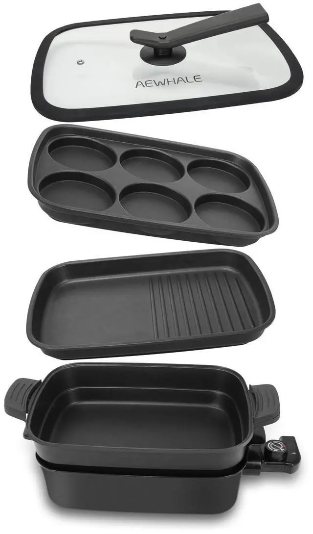 Main image of 3-in-1 Multifunctional Electric Grill,Electric Skillet Nonstick with Lids 1400W Party Griddle for Cooking Meats &Pancake