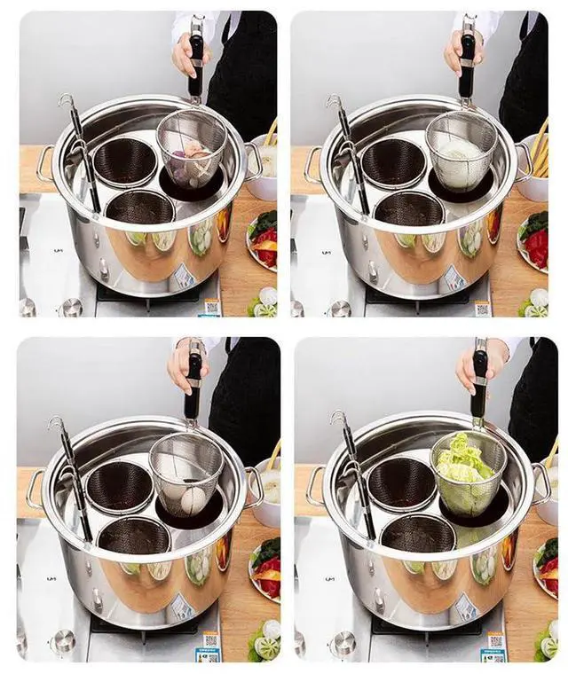 Alt view image 3 of 7 - Pasta Cooker with Strainer,Stainless Steel Pasta Cooker Insert Set, Multipots Cooking Tool,Stock Pot with Lid, 3 Holes Pasta Basket for Boiling.for Kitchen Cooking Multiple