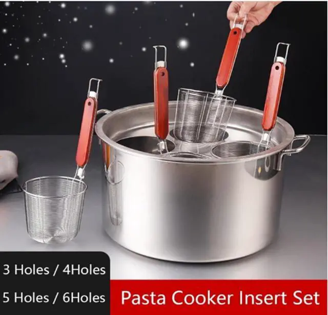 Alt view image 7 of 7 - Pasta Cooker with Strainer,Stainless Steel Pasta Cooker Insert Set, Multipots Cooking Tool,Stock Pot with Lid, 3 Holes Pasta Basket for Boiling.for Kitchen Cooking Multiple