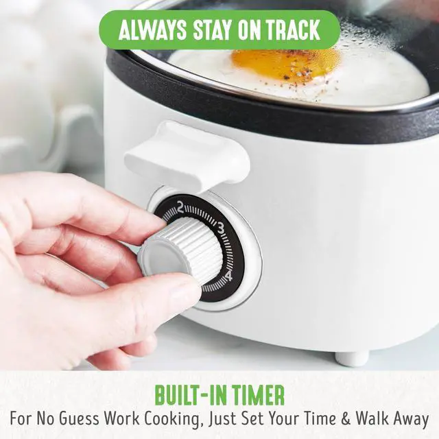 Alt view image 4 of 7 - 3-in-1 Breakfast Maker Station, Healthy Ceramic Nonstick Dual Griddles for Eggs Meat Sausage Bacon Pancakes and Breakfast Sandwiches, 2 Slice Toast Drawer, Easy-to-use Timer, White