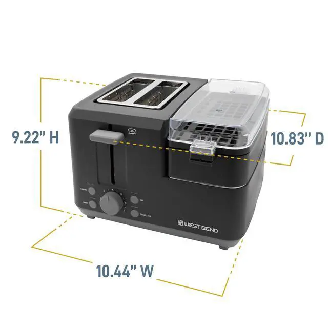 Alt view image 6 of 7 - Breakfast Station 2-Slice Toaster and Egg Cooker/Poacher with Removable Pre-Cooked Meat and Vegetable Warming Tray for Perfect Breakfast Sandwiches, 1200-Watts, Black