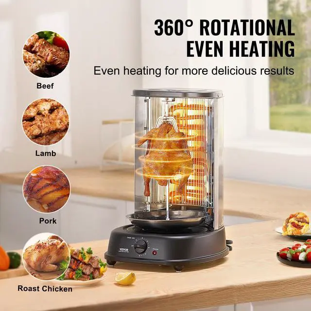 Alt view image 3 of 7 - Shawarma Grill Machine, Vertical Chicken Shawarma Cooker Machine Countertop, Electric Stainless Steel Broiler Gyro Rotisserie Oven Doner Kebab Machine, for Home Restaurant Kitchen Parties