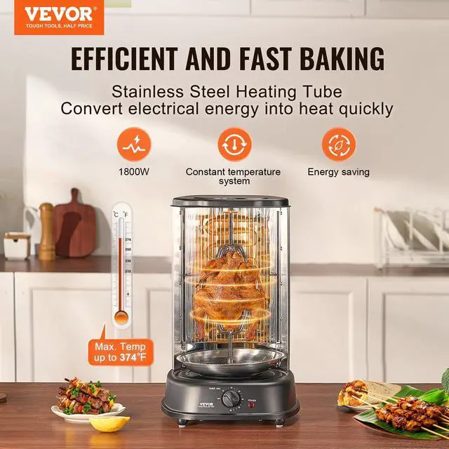 Alt view image 2 of 7 - Shawarma Grill Machine, Vertical Chicken Shawarma Cooker Machine Countertop, Electric Stainless Steel Broiler Gyro Rotisserie Oven Doner Kebab Machine, for Home Restaurant Kitchen Parties