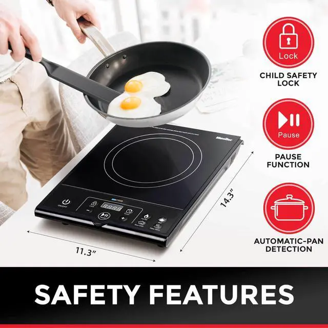 Alt view image 4 of 7 - Mueller RapidTherm Portable Induction Cooktop, 1800W Hot Plate Electric Stove Top Burner. 8 Temp Levels, Auto-Off & Pot Detection, LED Display, Child Lock, 4 Programs, Burners for Cooking