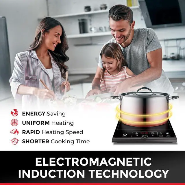 Alt view image 5 of 7 - Mueller RapidTherm Portable Induction Cooktop, 1800W Hot Plate Electric Stove Top Burner. 8 Temp Levels, Auto-Off & Pot Detection, LED Display, Child Lock, 4 Programs, Burners for Cooking