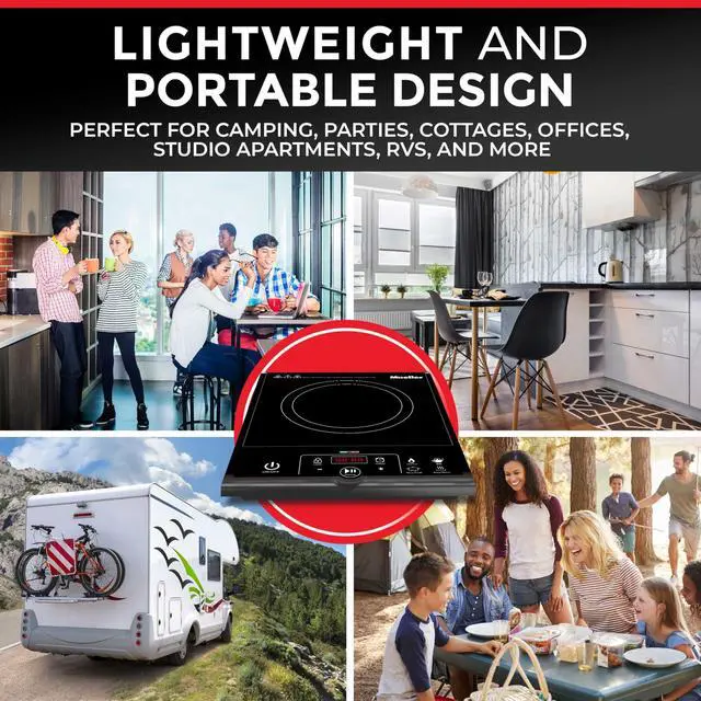 Alt view image 6 of 7 - Mueller RapidTherm Portable Induction Cooktop, 1800W Hot Plate Electric Stove Top Burner. 8 Temp Levels, Auto-Off & Pot Detection, LED Display, Child Lock, 4 Programs, Burners for Cooking