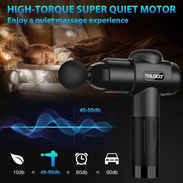 Alt view image 3 of 7 - Massage Gun, Deep Tissue Back Massage for Athletes for Pain Relief, Percussion Massager with 10 Massages Heads & Silent Brushless Motor, Gifts for Fathers Day, Black