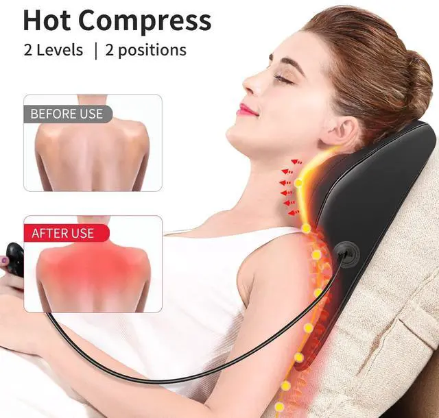 Alt view image 3 of 7 - Back Massager with Heat, 3D Kneading Massage Pillow for Back, Neck, Shoulder, Leg Pain Relief Deep Tissue, Gifts for Women Men Mom Dad