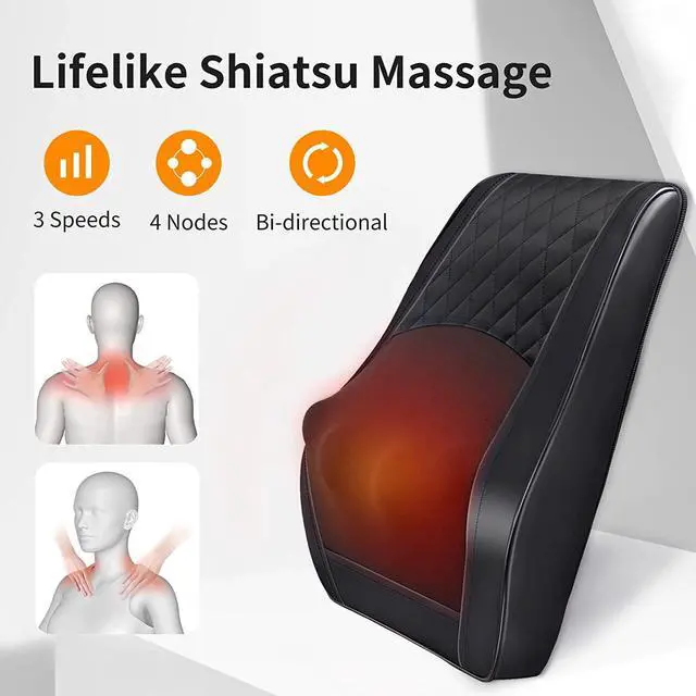 Alt view image 4 of 7 - Back Massager with Heat, 3D Kneading Massage Pillow for Back, Neck, Shoulder, Leg Pain Relief Deep Tissue, Gifts for Women Men Mom Dad