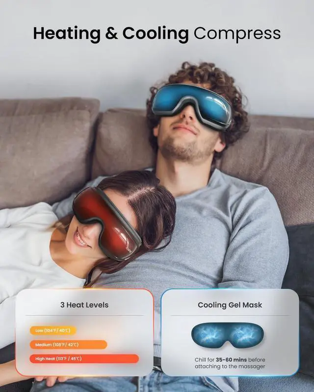Alt view image 2 of 7 - Eye Massager with Heat and Cooling for Migraines, Eyeris 3 Voice Control Eye Mask, Eye Care Device with DIY Massage Setting, Birthday Gifts for Women/Men, Reduce Dry Eyes