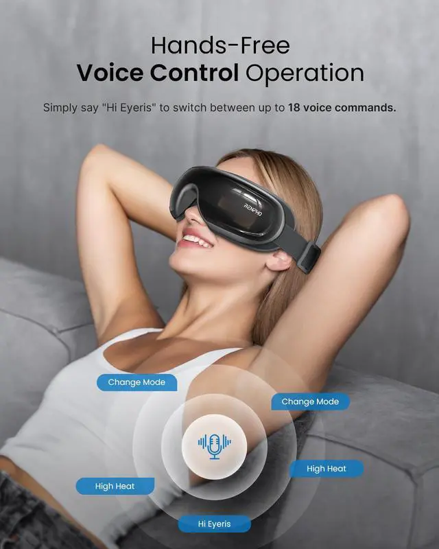 Alt view image 3 of 7 - Eye Massager with Heat and Cooling for Migraines, Eyeris 3 Voice Control Eye Mask, Eye Care Device with DIY Massage Setting, Birthday Gifts for Women/Men, Reduce Dry Eyes