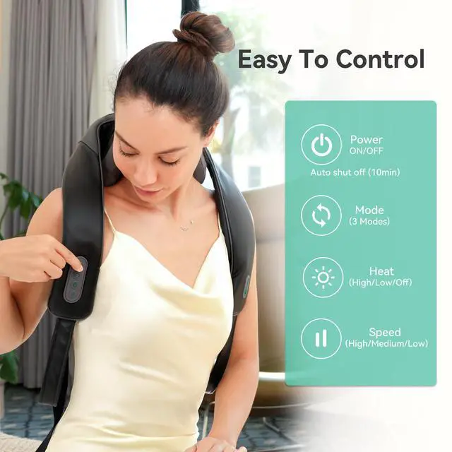 Alt view image 6 of 7 - Cordless Neck Shoulder Massager with Heat for Pain Relief Deep Tissue, Upgarded 4D Kneading, Shiatsu Back Neck Massager Pillow for Neck, Shoulders Back, Gifts for Men Women Mom Dad