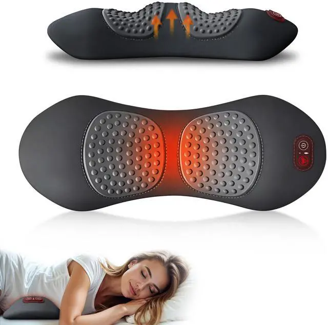 Main image of 3 in 1 Upadate Rechargeable Electric Lumbar Support Pillow with Adjustable Height for Bed and Chair,Back Massager with Heat,Back Massager for Pain Relief Deep Tissue,Waist Wedge Bolster (Black)