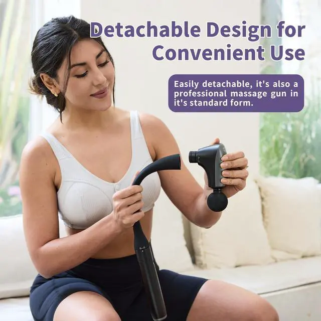 Alt view image 3 of 7 - 2-in-1 Detachable Muscle Massage Gun Deep Tissue with 20'' Extension Handle, Back and Neck Massager for Pain Relief, Handheld Massager for Shoulder Lower Back Leg Waist, FSA-HSA Eligible