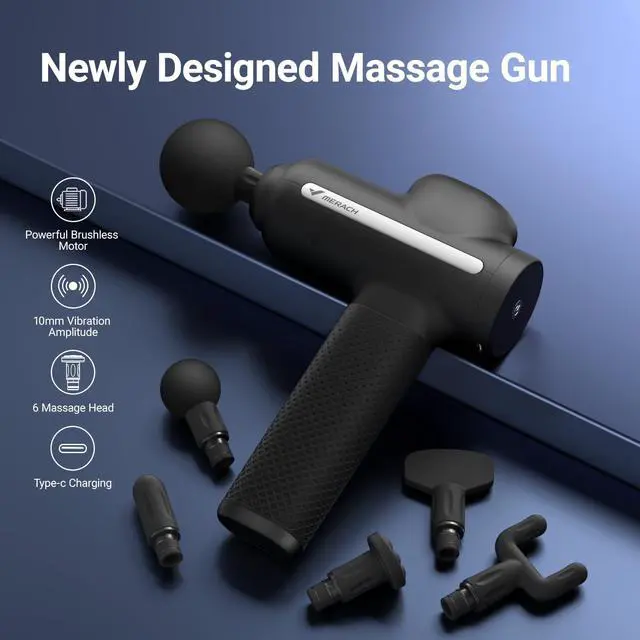 Alt view image 2 of 7 - Massage Gun Deep Tissues, Percussion Massager Tools with 6 Massage Heads, Portable Hand Held Muscle Massagers for Pain Relief Deep Tissue, Cool Gifts for Men and Women