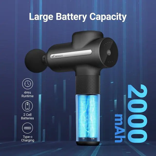 Alt view image 5 of 7 - Massage Gun Deep Tissues, Percussion Massager Tools with 6 Massage Heads, Portable Hand Held Muscle Massagers for Pain Relief Deep Tissue, Cool Gifts for Men and Women