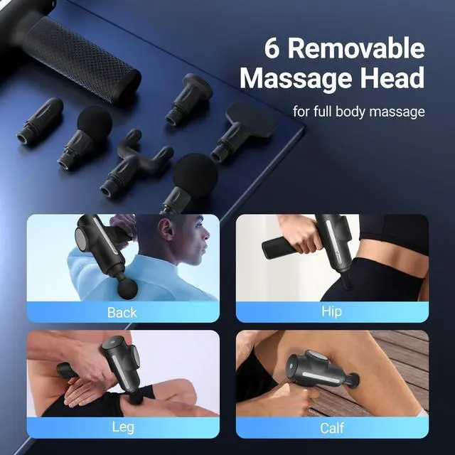 Alt view image 6 of 7 - Massage Gun Deep Tissues, Percussion Massager Tools with 6 Massage Heads, Portable Hand Held Muscle Massagers for Pain Relief Deep Tissue, Cool Gifts for Men and Women