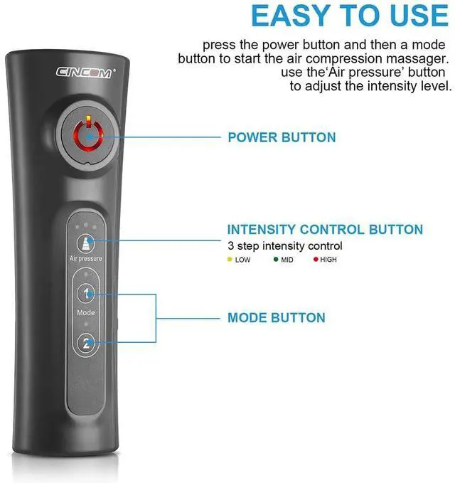 Alt view image 5 of 7 - Leg Massager for Circulation and Pain Relief, Air Compression Calf Massager with 2 Modes 3 Intensities Helpful for RLS Edema and Muscles Relaxation Gifts