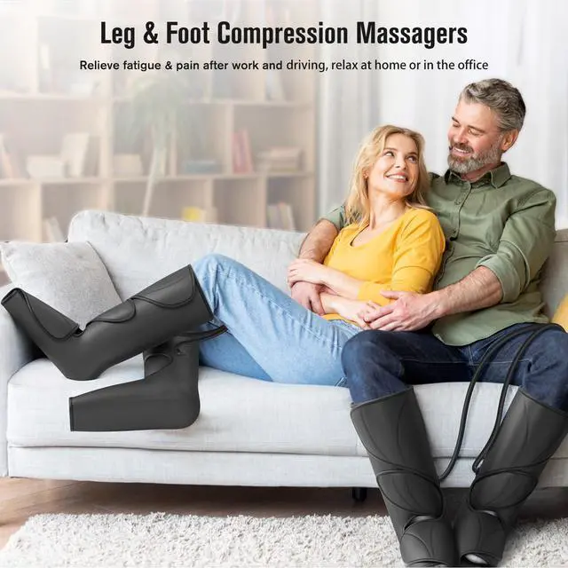 Alt view image 2 of 7 - Leg Massager for Circulation Air Compression Leg and Foot Massager to Relieve Pain Swelling Edema with Handheld Controller - 3 Intensities 2 Modes - Great Gift for Wife Mom and Friend